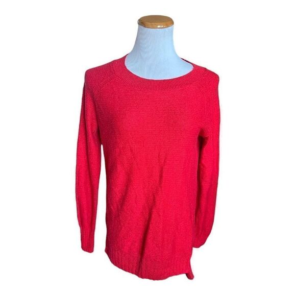 Womens Old Navy Stitchy Bateau Holiday Red Knit Lightweight Sweater - Sz S - Picture 2 of 2